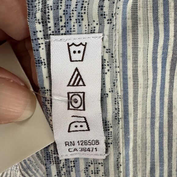 Thomas Dean Performance Button Down Shirt Blue Paisley Medium NWT - Picture 12 of 16